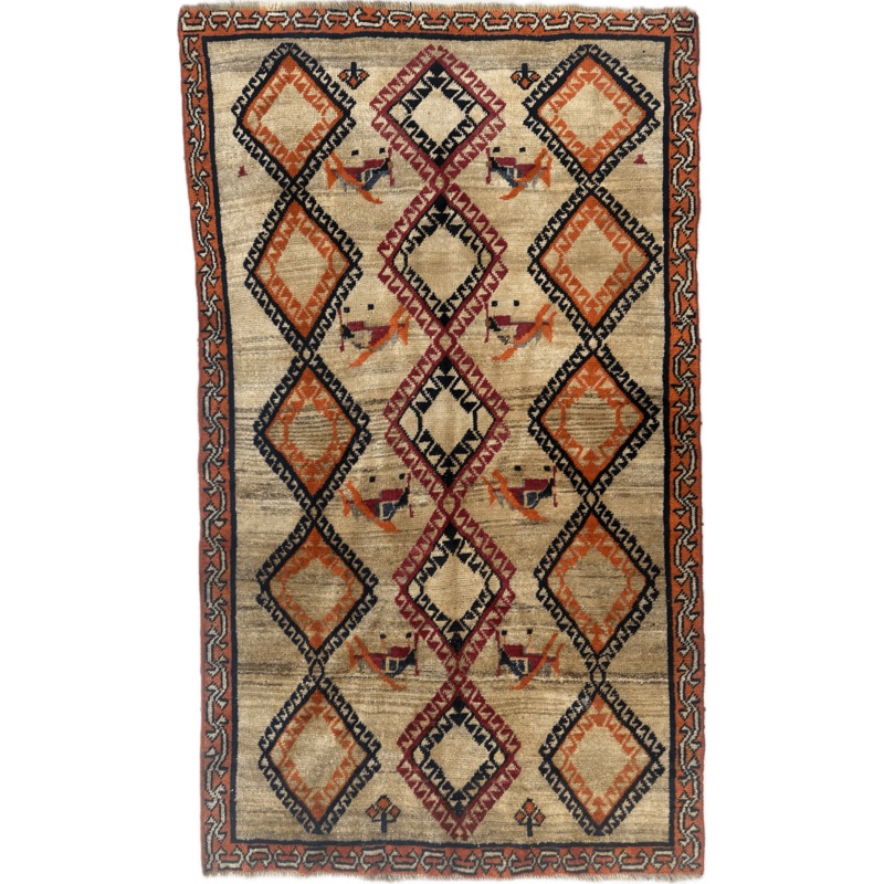 1950s Gabbeh Qashqai Wool Rug 43 x 71