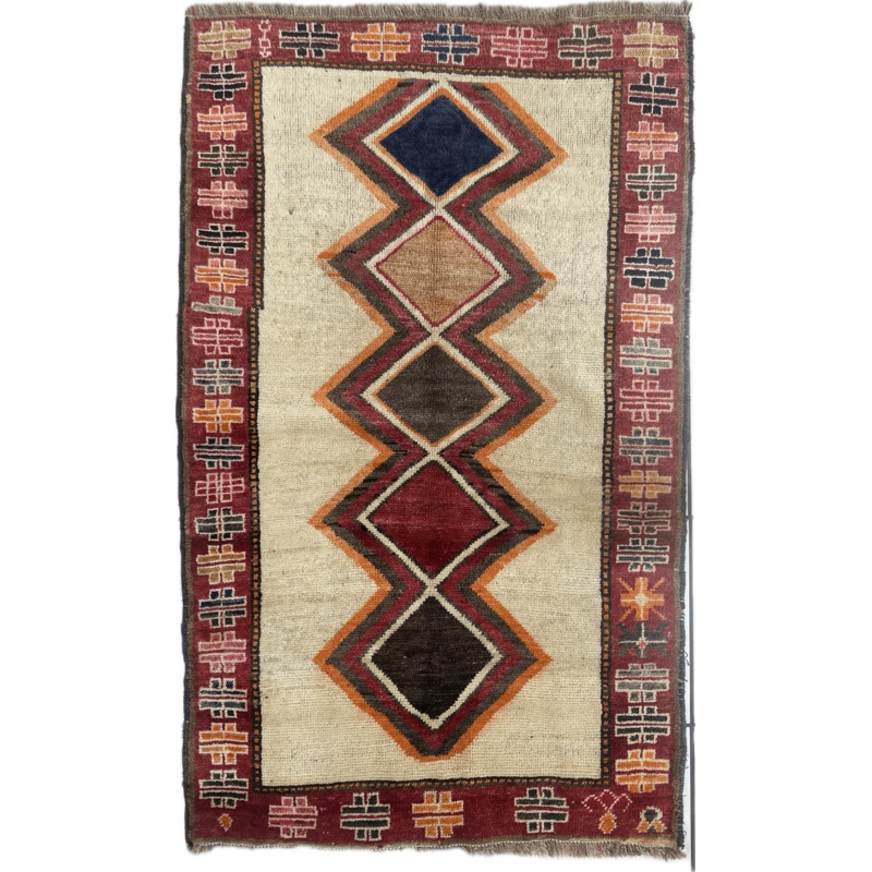 1950s Gabbeh Qashqai Wool Rug 49 x 61