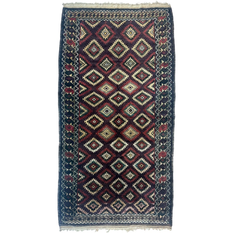 Antique 1900s Tribal Baluch Wool Rug 45 x 86