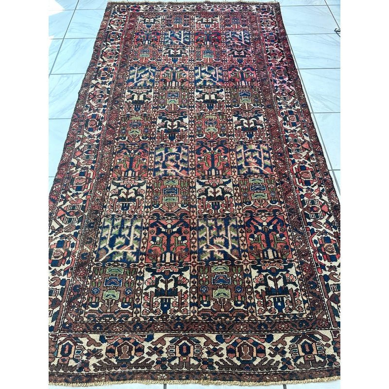 Antique Persian Bakhtiari Garden Design” aka “4 Seasons Rug” | 54 x 97