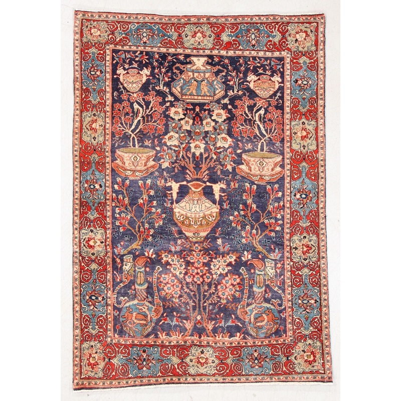 Antique Persian Sarouk Pictorial Rug  3×5 Ft