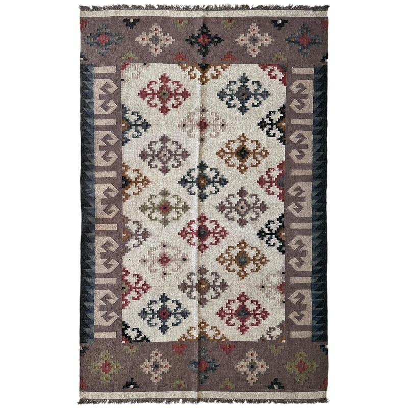 Beautiful Indo-Turkish Geometric Kilim Flat Weave Rug 62 x 95