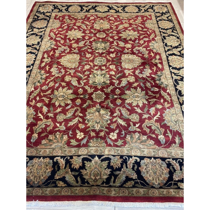 Floral Hand-Knotted Peshawar Wool Rug  8′ x 10′