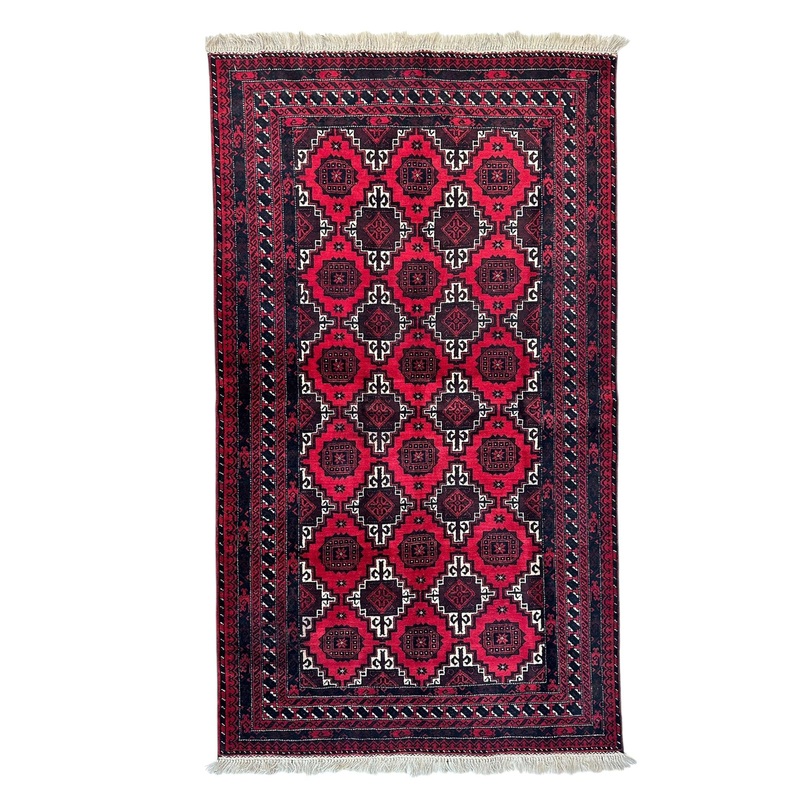 Hand-Knotted Afghani Baluch Wool Rug – 31 x 69