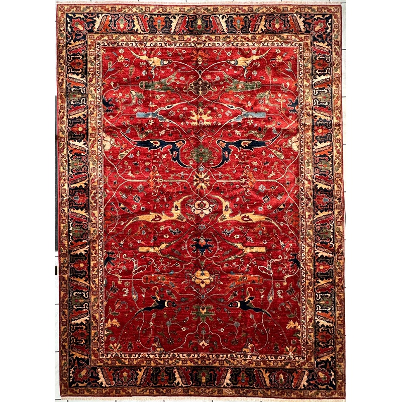 Hand-Knotted Afghani Bidjar Wool Rug  9×126  Intricate Geometric & Floral Motifs