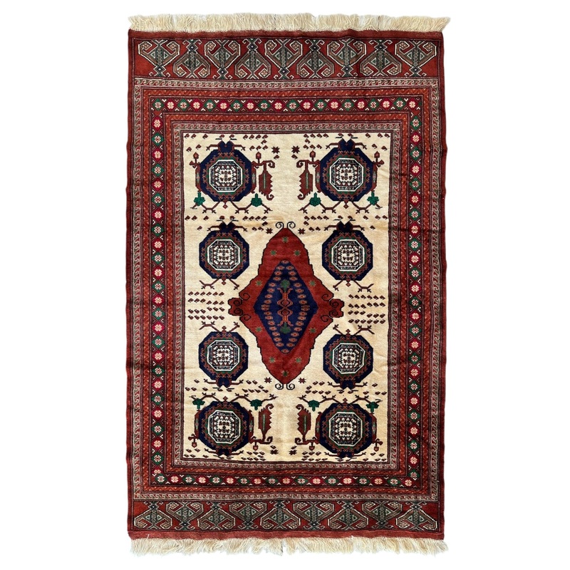 Hand-Knotted Afghani Kazak Wool Rug – 4’8″ x 7’2″