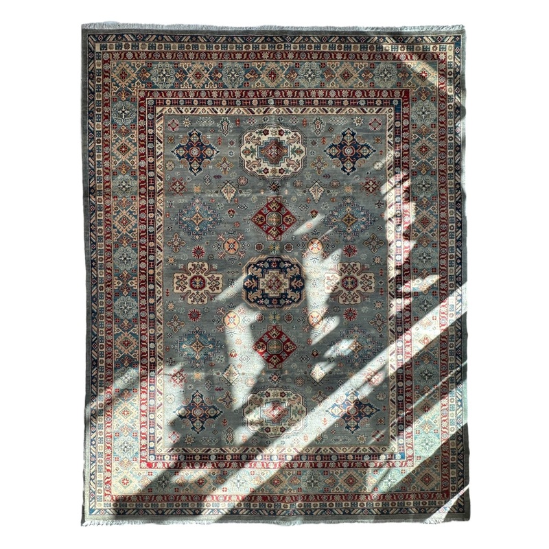 Hand-Knotted Afghani Kazak Wool Rug 811 x 1110