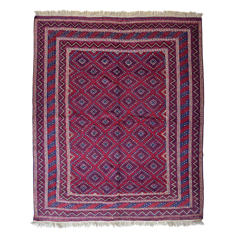 Hand-knotted Afghani Meshwani Wool Rug I Nakhunak Herati 51 x 63