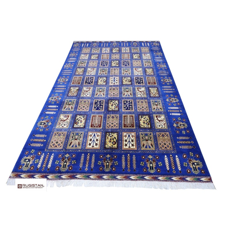 Hand-Knotted Bakhtiari Afghan Wool Area Rug  6’7″ x 9’9″ | Blue, Durable, Timeless Design
