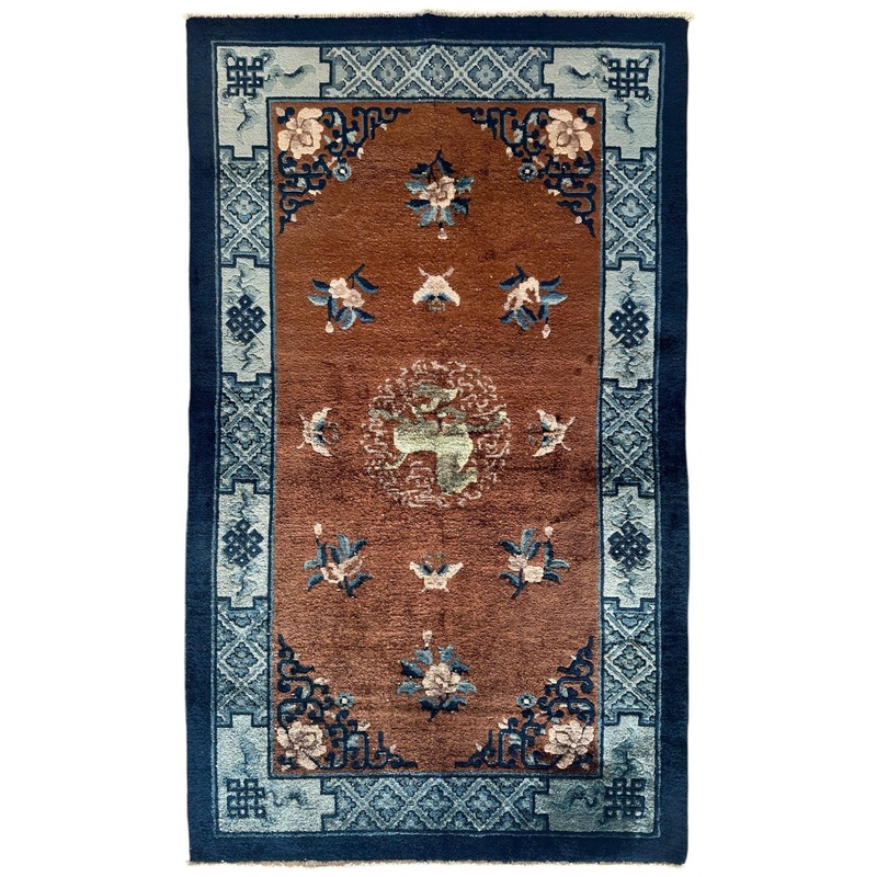 Hand-Knotted Chinese Silk Peking Rug  3 x 5  Luxurious Floral Design