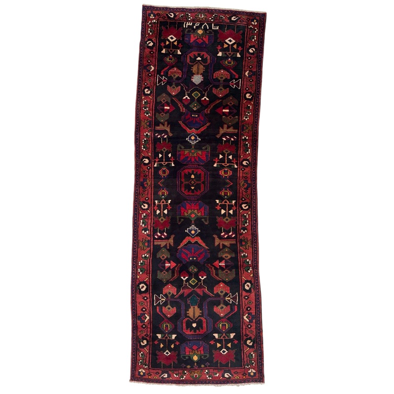 Hand-Knotted Persian Hamadan Runner – 3’6″ x 10′ | Tribal Wool Rug