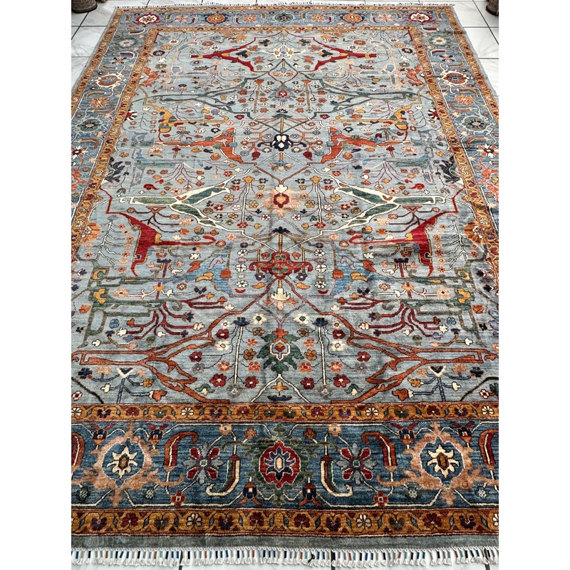 Hand-Knotted Trasitional Serapi Ghazni Wool Rug  91 x 12  Intricate Floral Design