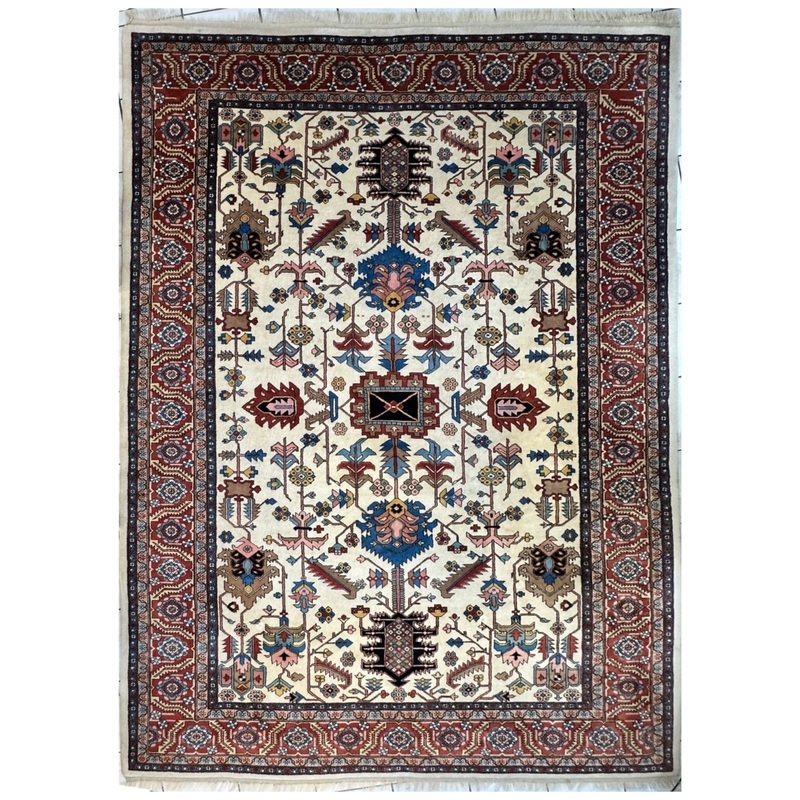 Hand-Knotted Vintage Afghani Serapi Wool Rug  10’10” x 15’10”  Elegant Traditional Area Rug