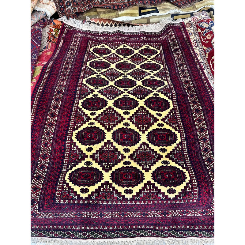 Hand-knotted Wool Afghani Herati Rug 4 x 6