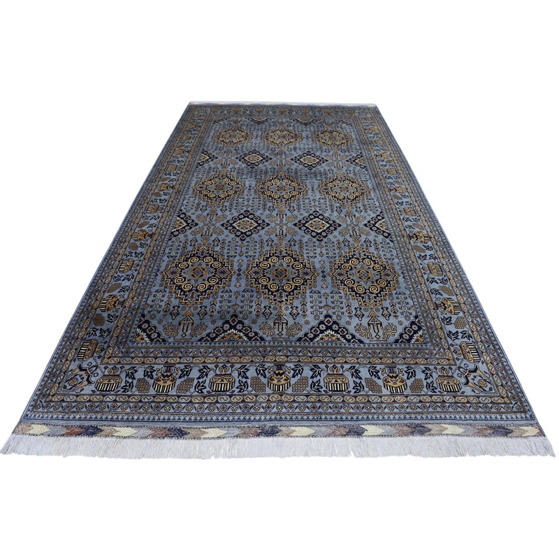 Hand-Knotted Zerkhaki Afghan Wool Area Rug  6’11” x 10’3″ | Elegant Grey-Toned Design