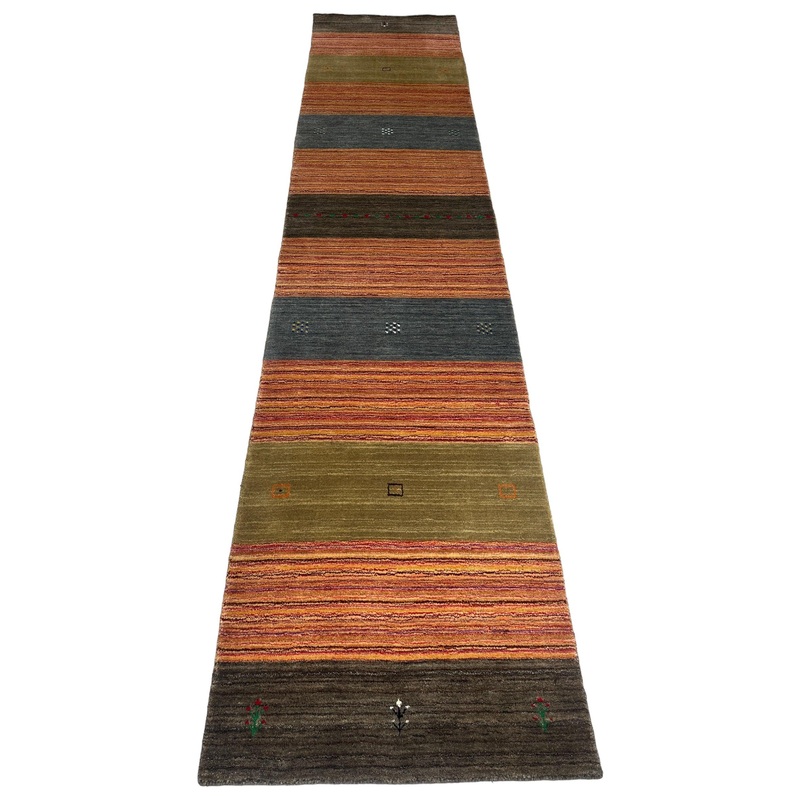 Hand-loomed Indo-Gabbeh Runner Rug 27 x 114