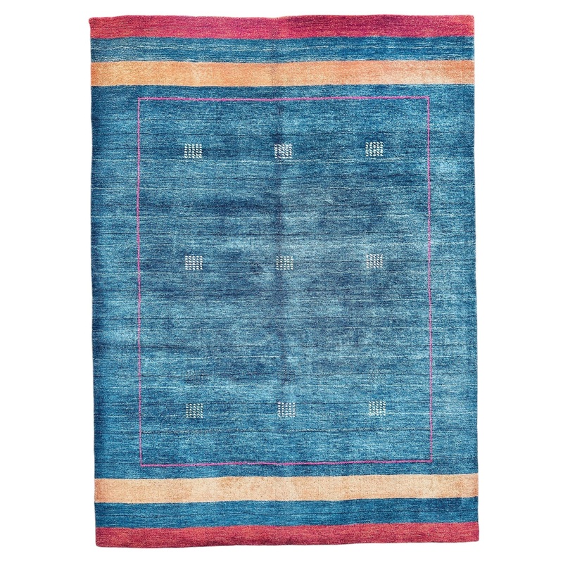 Hand-loomed Rectangle Abstract Glacial Blue Ice Blue Abstract Area Rugs, 411 x 69