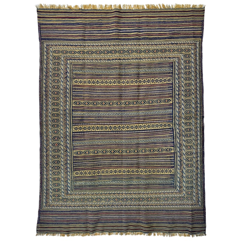 Hand-Woven Afghani Maliki Wool Kilim Rug – 4’5″ x 6′