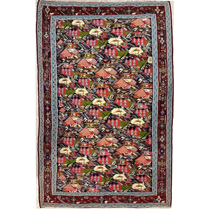 Masterpiece Vintage Persian Senneh Kilim Rug