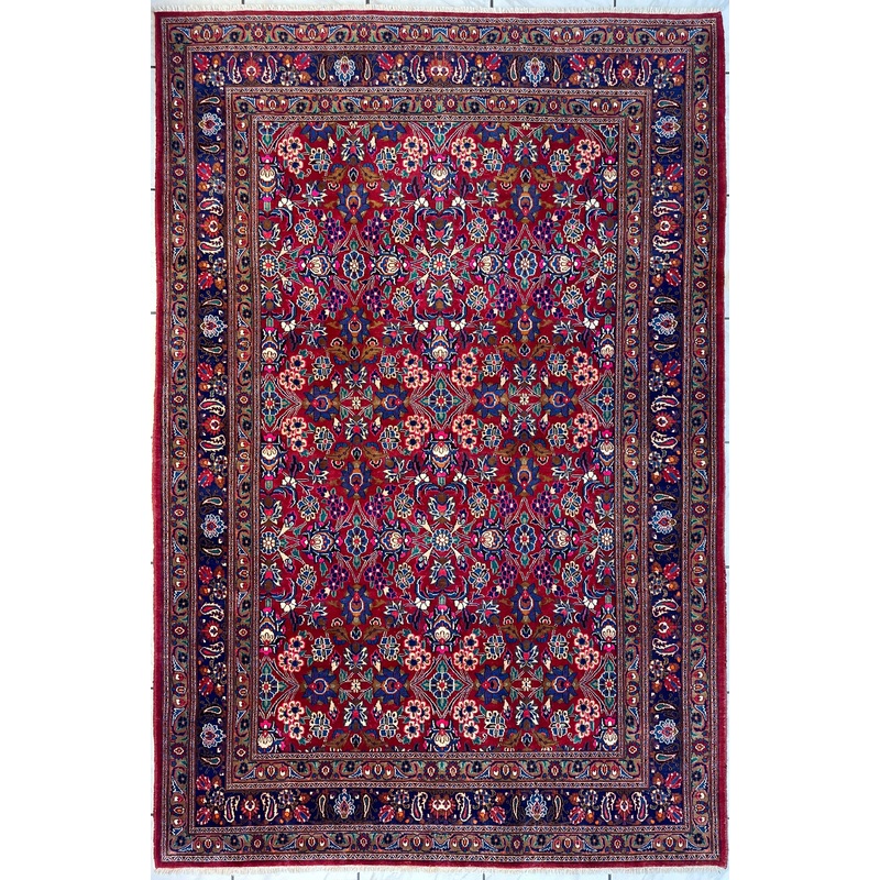 Persian Mashhad I Fine Allover Rug Wool 7 x 10