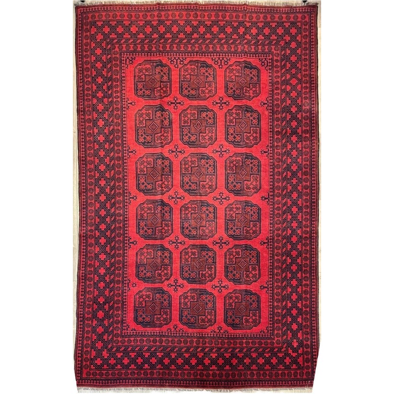 Vintage Afghani Area Rug I Turkoman Filpah (Elephant Foot) 7×10 Ft