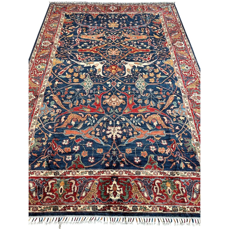 Hand-Knotted AfghanI Bidjar Ghazni Wool Rug  6’7″ x 9’10”  Elegant Floral Design