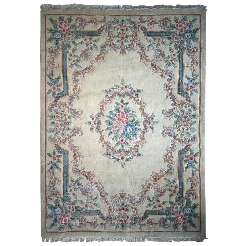 Hand-Tufted Chinese Aubusson Wool Rug  7’10” x 11′  Luxurious Traditional Design