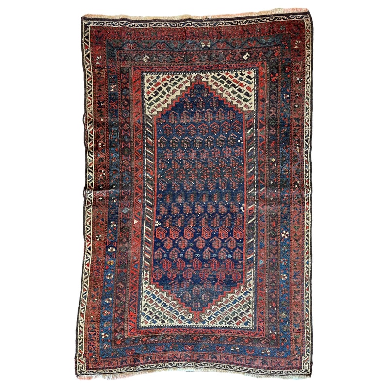 Antique Persian (Kurdish) Paisely Rug 46 x 7