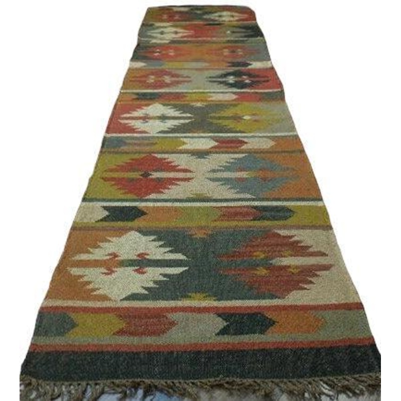 Beautiful Indo-Turkish Geometric Kilim Runner 26 x 10