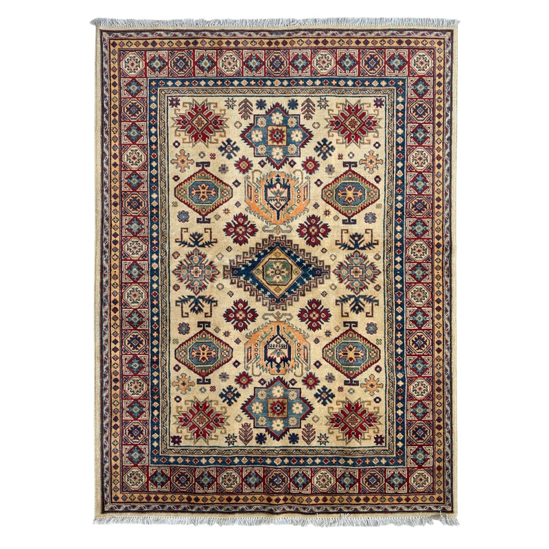 Fine Hand Knotted Afghani Super Kazak Rug 5 x 7