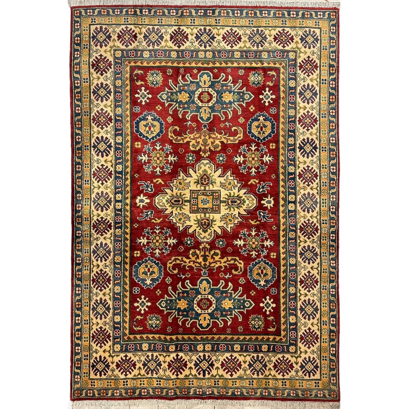 Fine Hand Knotted Afghani Super Kazak Rug 56 x 710