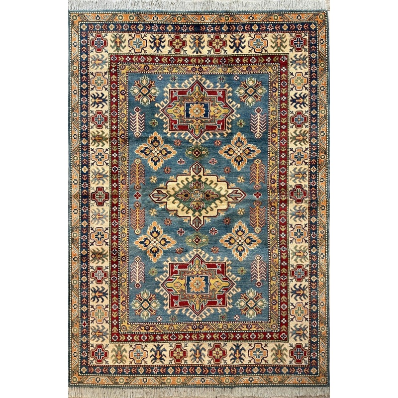 Fine Hand Knotted Afghani Super Kazak Rug 56 x 84