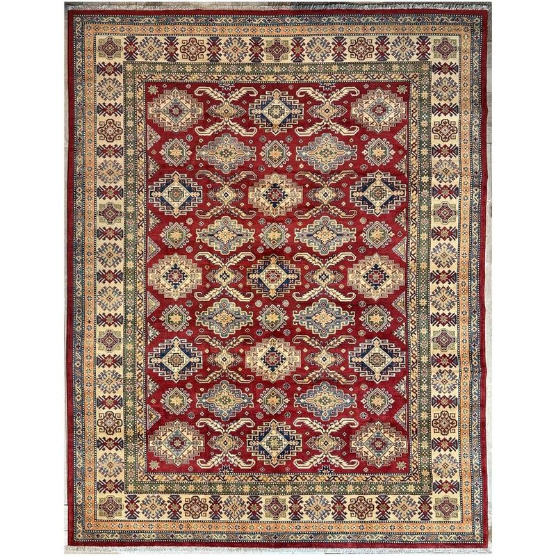 Fine Hand Knotted Afghani Super Kazak Rug 9 x 12