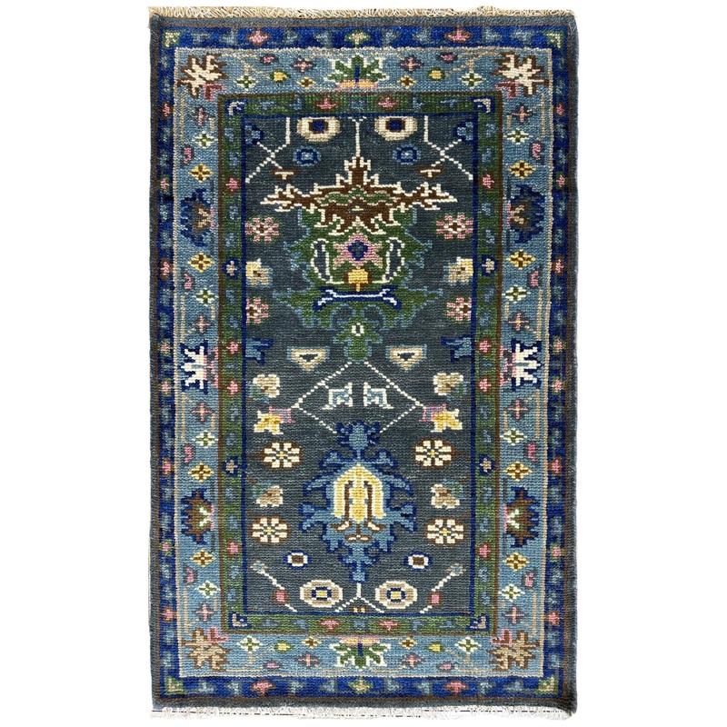 Fine Hand-Knotted  Indu-Oushak Rug 3 x 5