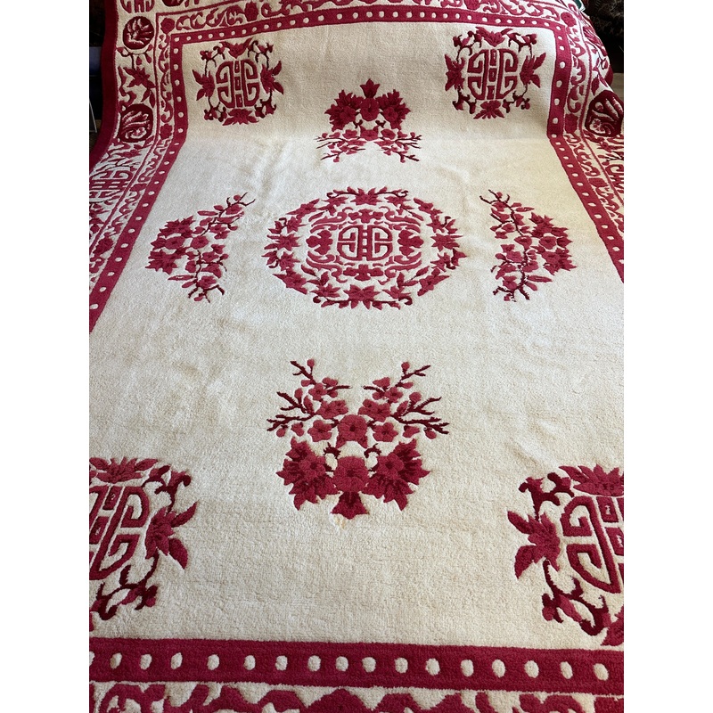 Red & Beige Chinese Art Deco Style Rug 11 x 15