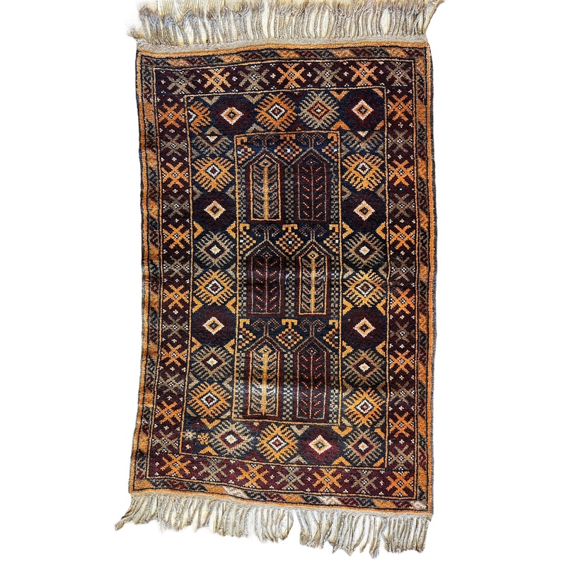 Beautiful Tribal Afghani Wool Prayer Rug 27 x 43