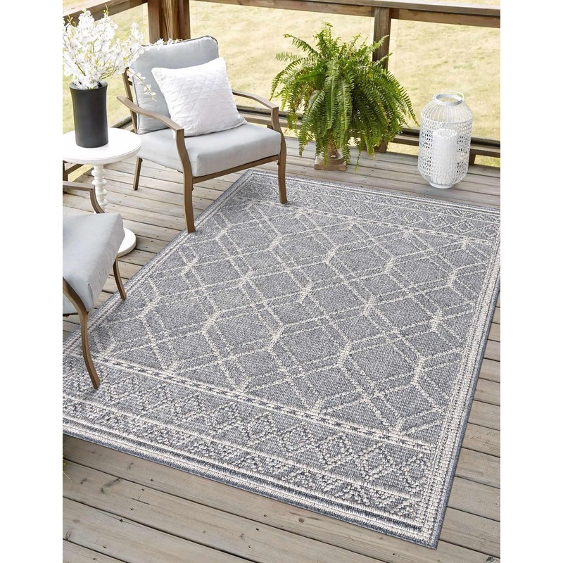 Diah Gray Blue & Bone Area Rug