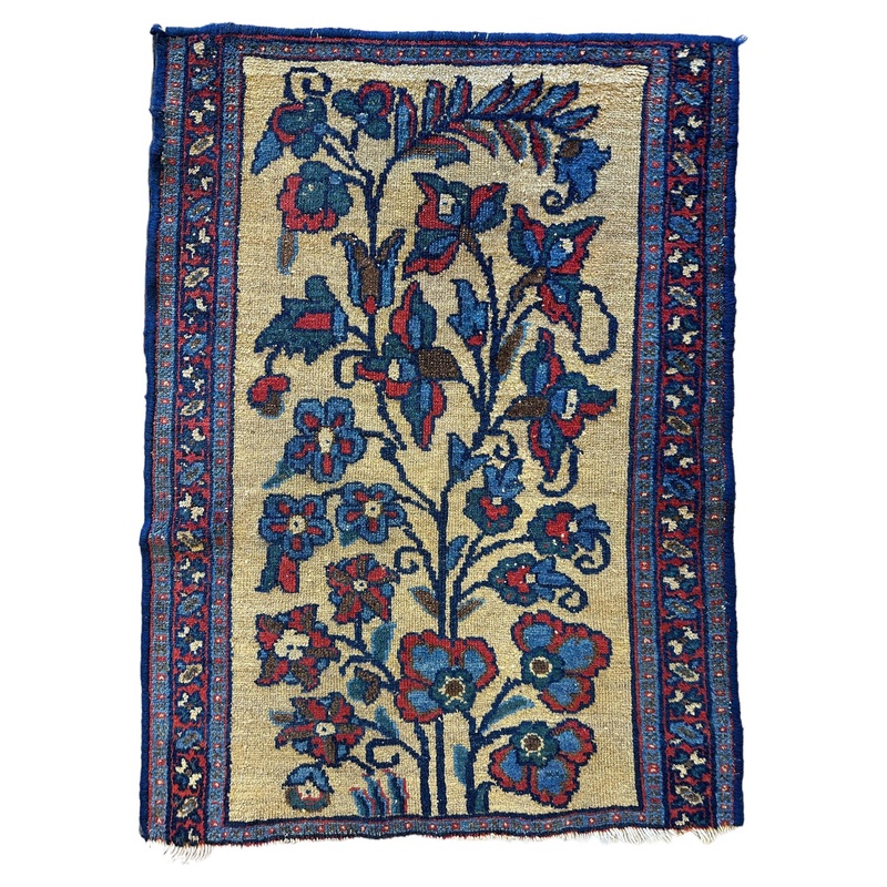 Small Antique Persian Malayer Tree of Life Rug 23 x 33