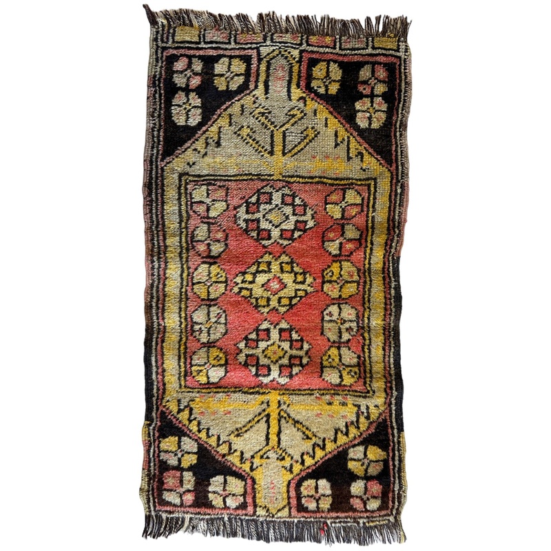 Small Vintage Turkish Wool Rug 18 x 34