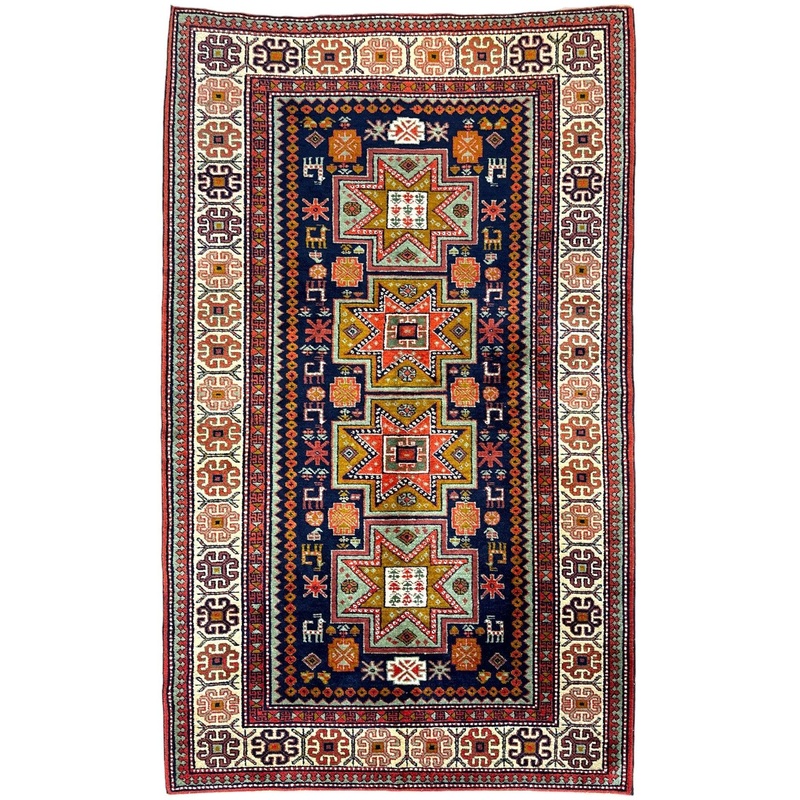 Vintage Hand-knotted Yerevan Armenian Kazak Rug 4 x 7