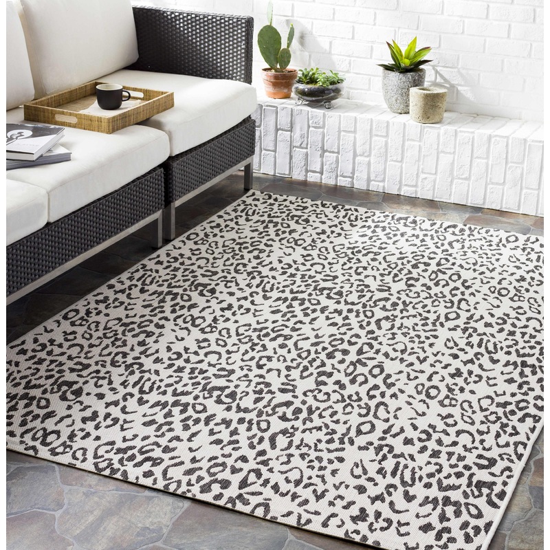 Alderbury White Leopard Print Rug