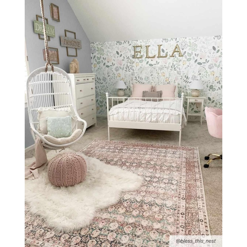 Rust Maligaya Distressed Washable Area Rug