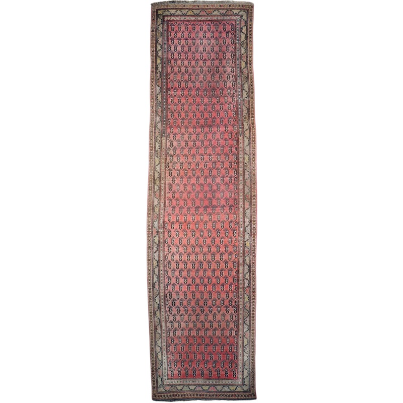 Antique Armenian Karabakh Wool Runner  33 x 128  Hand-Knotted Long Corridor Rug