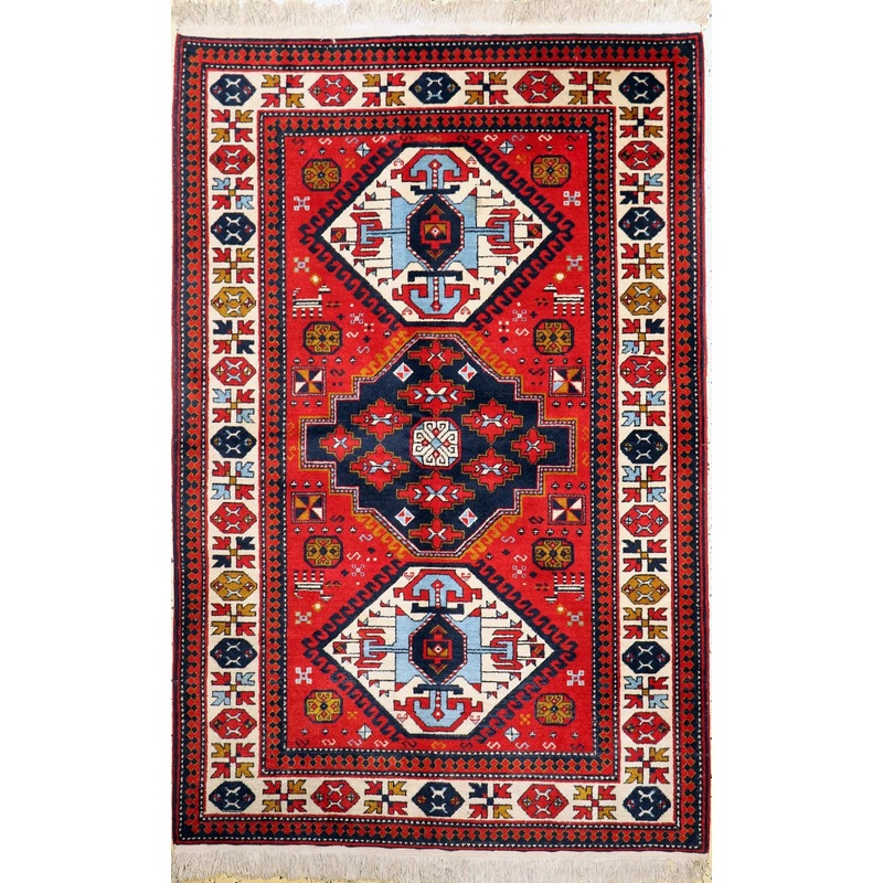 Armenian Yerevan Wool Rug  46 x 611  Hand-Knotted Geometric Design