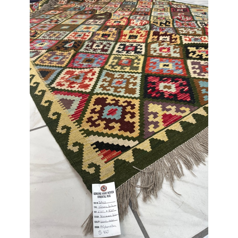 Hand-knotted Afghani Wool Kilim Rug 611×911